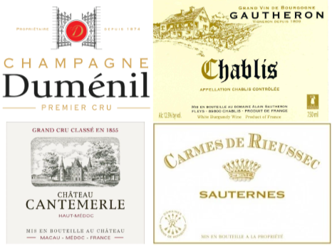 Fine Wines - Duménil, Gautheron, Chablis, Cantemerle, and Rieussec